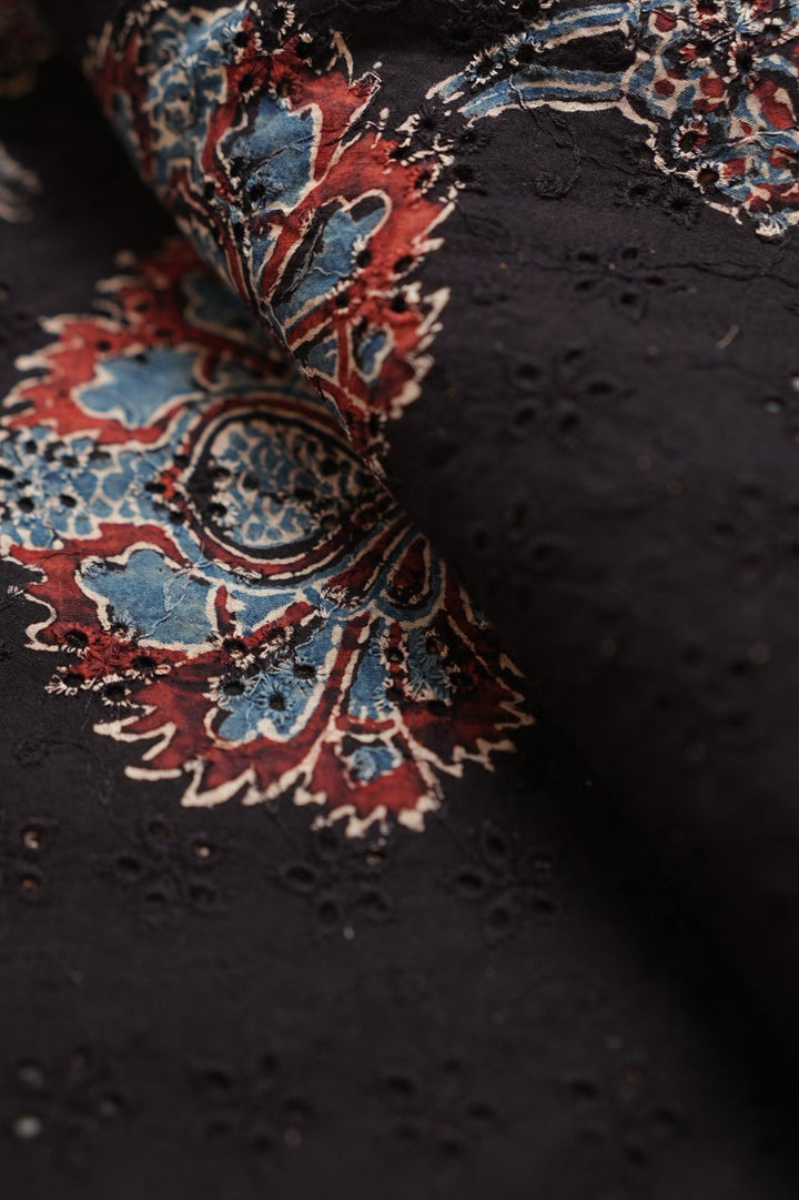Hakoba Cotton Material TRF4342 Print 4 Black