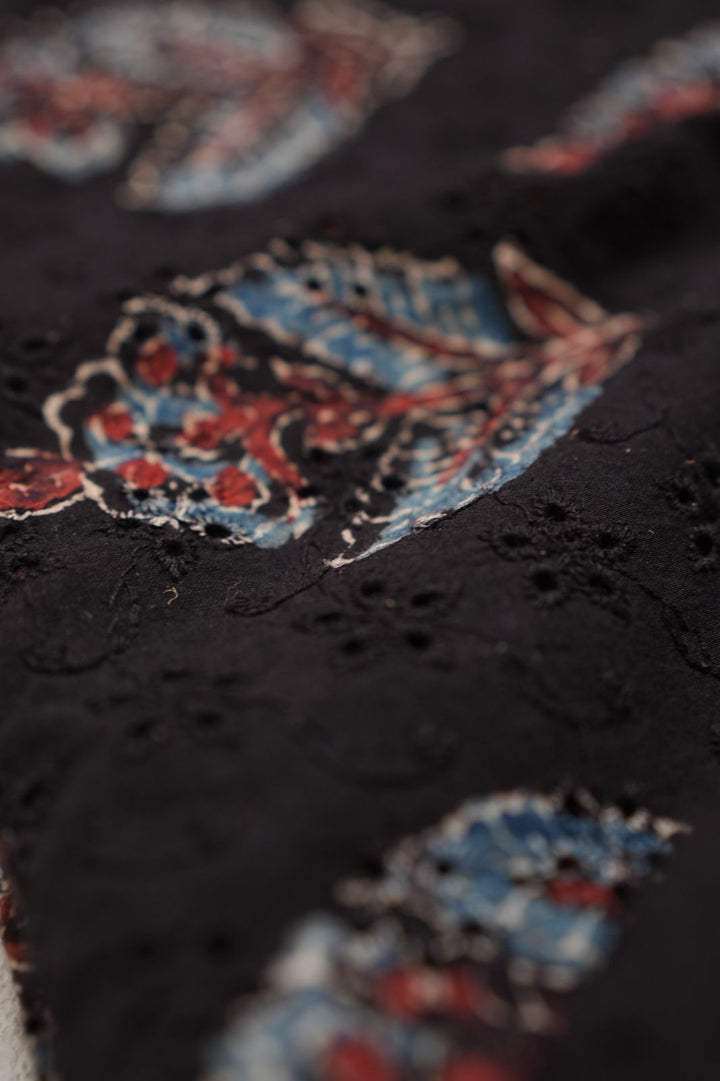 Hakoba Cotton Material TRF4342 Print 2 Black