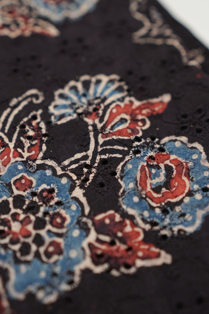 Hakoba Cotton Material TRF4342 Print 3 Black