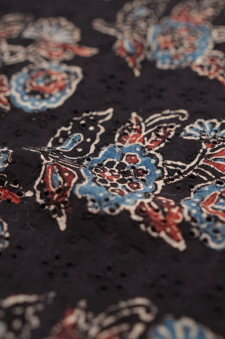 Hakoba Cotton Material TRF4342 Print 3 Black