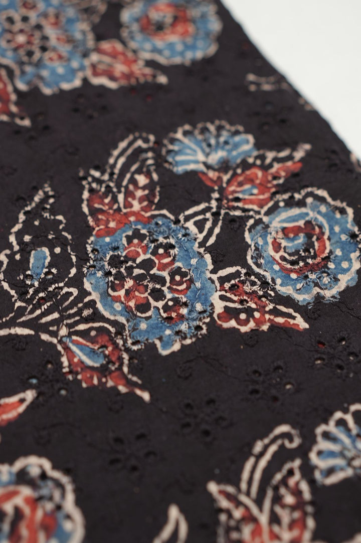 Hakoba Cotton Material TRF4342 Print 3 Black