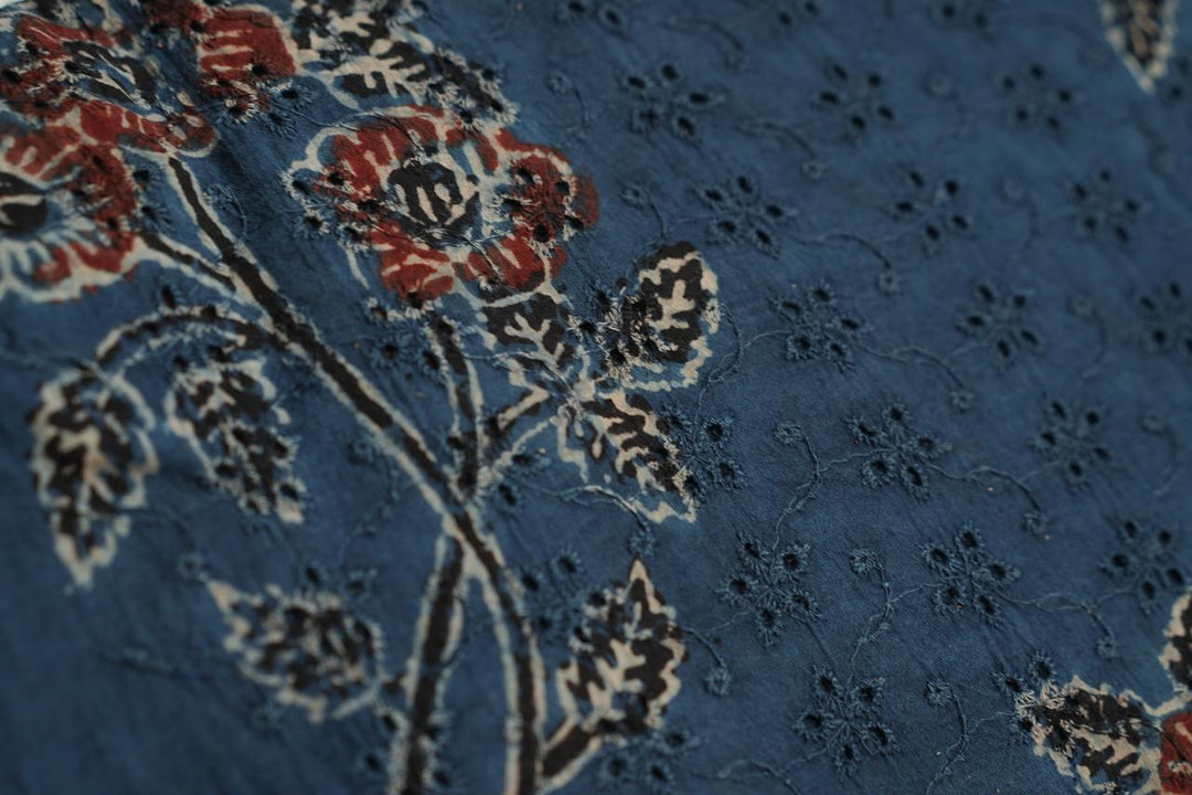 Hakoba Cotton Material TRF4360 Print 2 Indigo