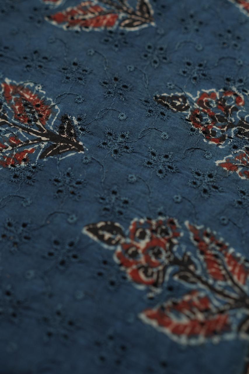Hakoba Cotton Material TRF4360 Print 3 Indigo