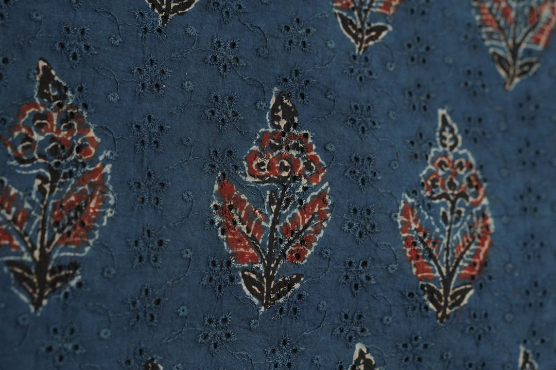 Hakoba Cotton Material TRF4360 Print 3 Indigo