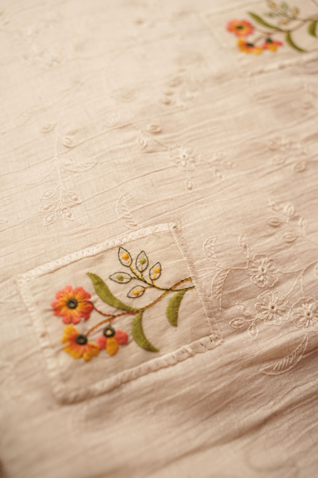 Chanderi Material Patch Work and Thread Work TRF4482