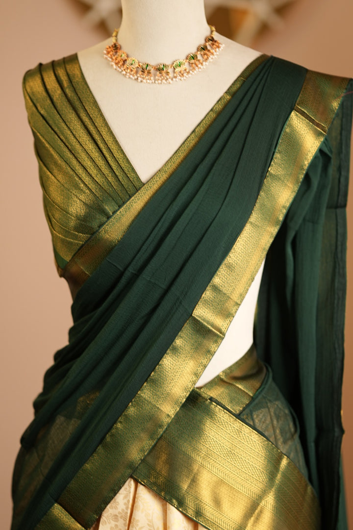 Semi- Silk Un Stitched Dhawani TDN4515 Metalic Green