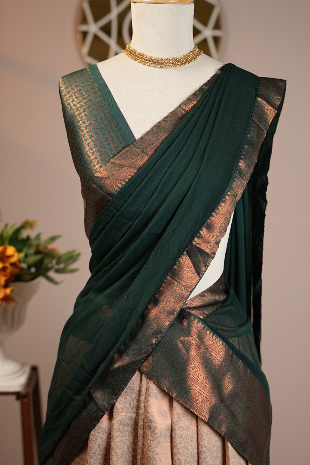Semi Silk Unstitched Dhawani TDN777