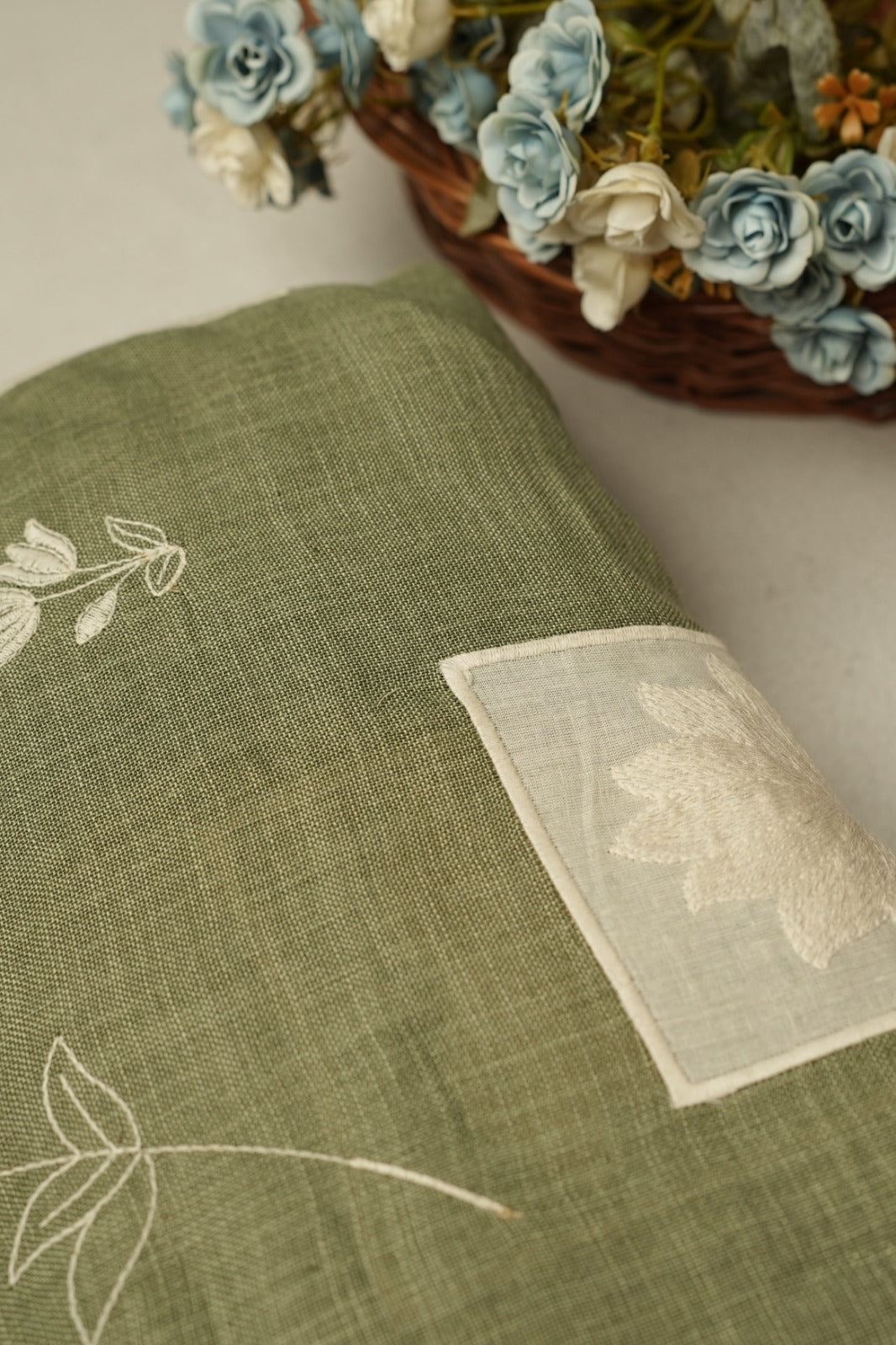 Linen Material With Thread Work And Patch Work TRF4691