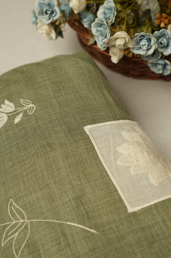 Linen Material With Thread Work And Patch Work TRF4691