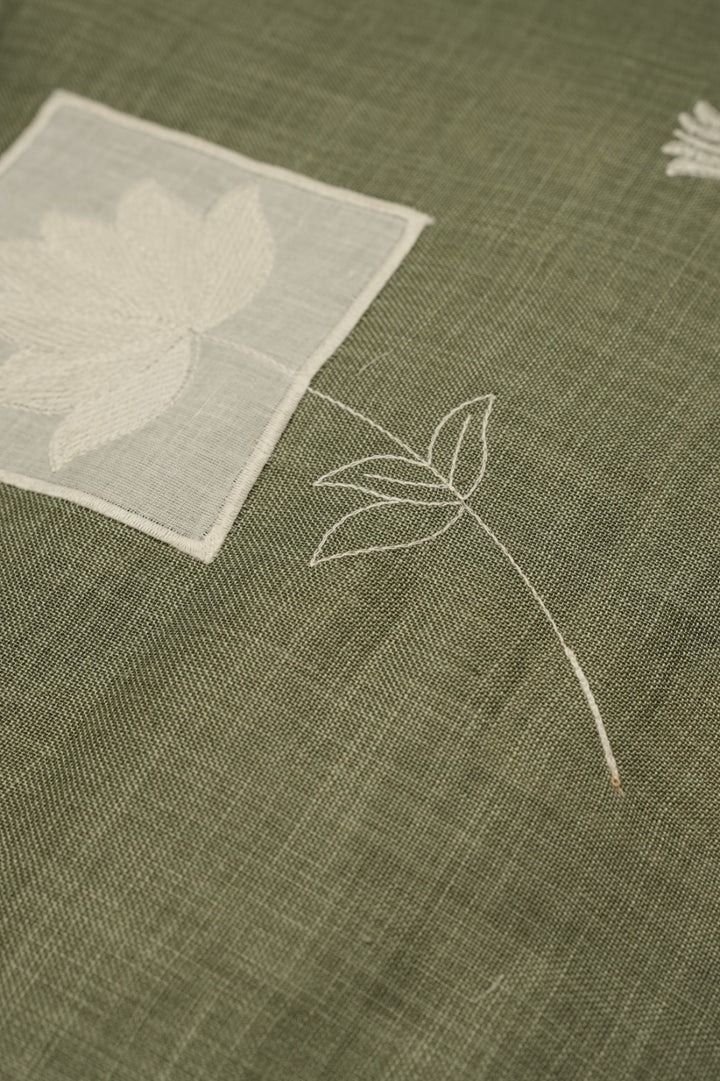 Linen Material With Thread Work And Patch Work TRF4691
