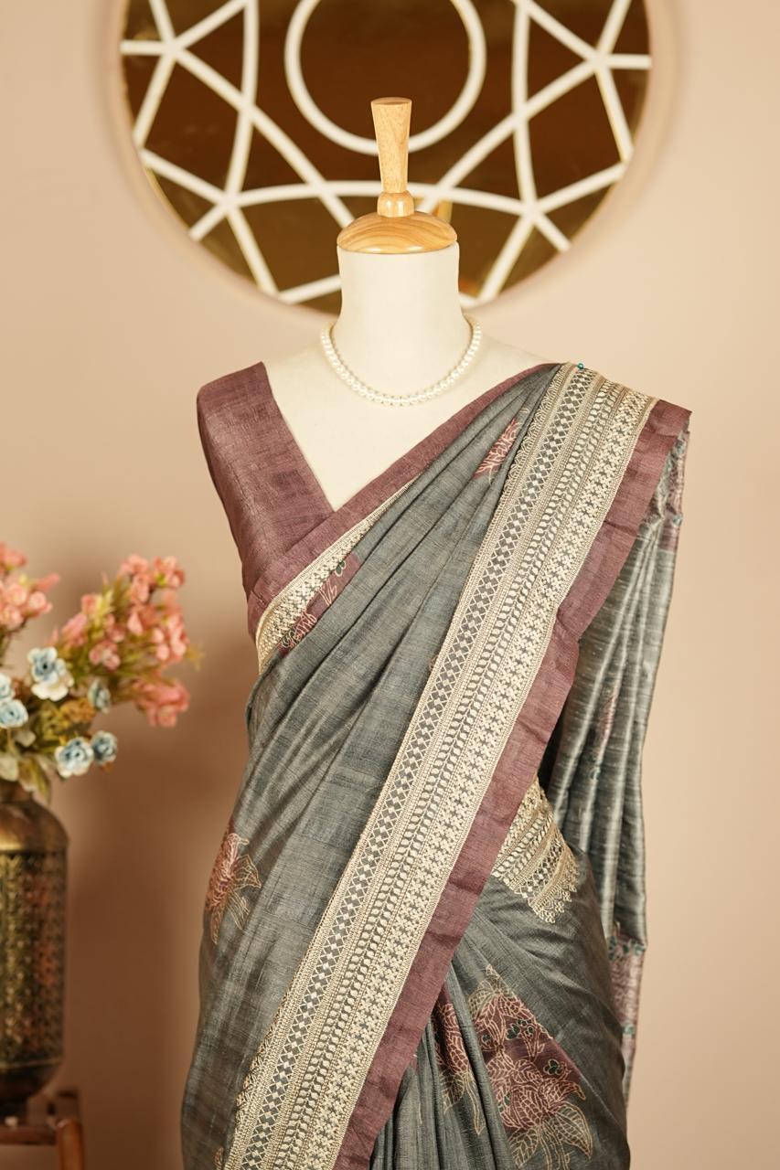 Semi Tussar Saree TSA4865