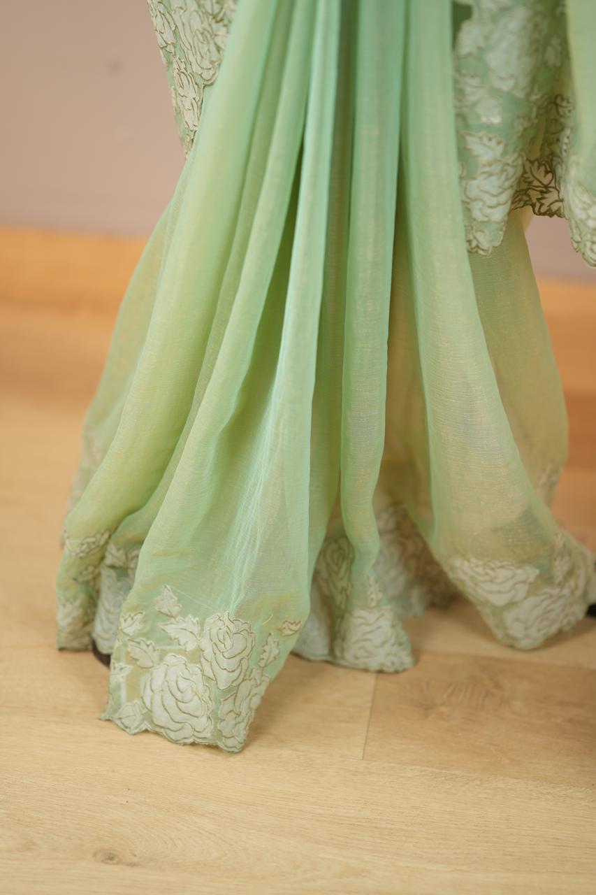 Crushed Chinnon Saree TSA0564