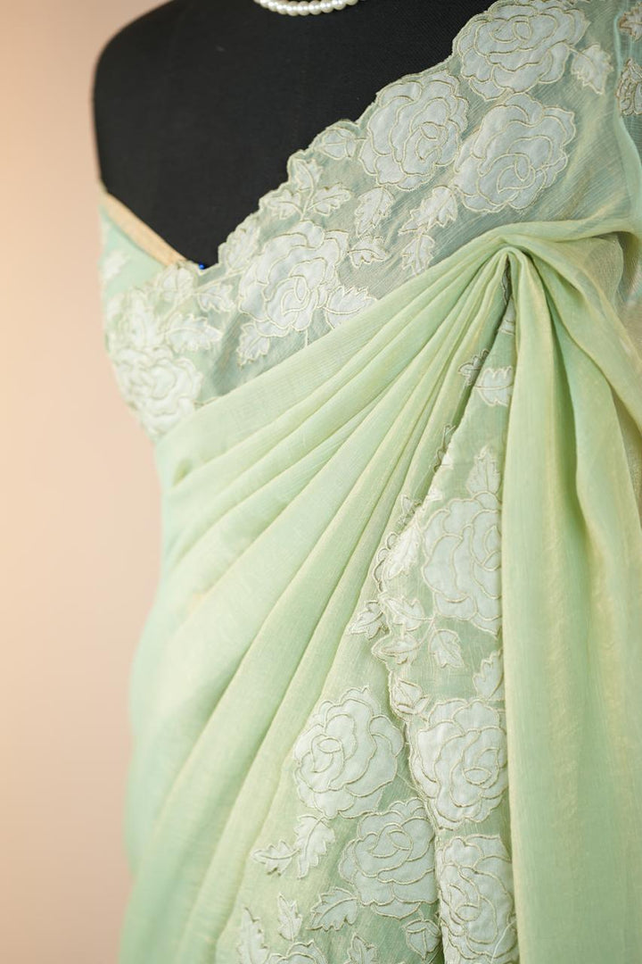 Crushed Chinnon Saree TSA0564