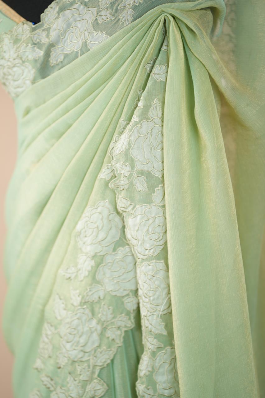 Crushed Chinnon Saree TSA0564