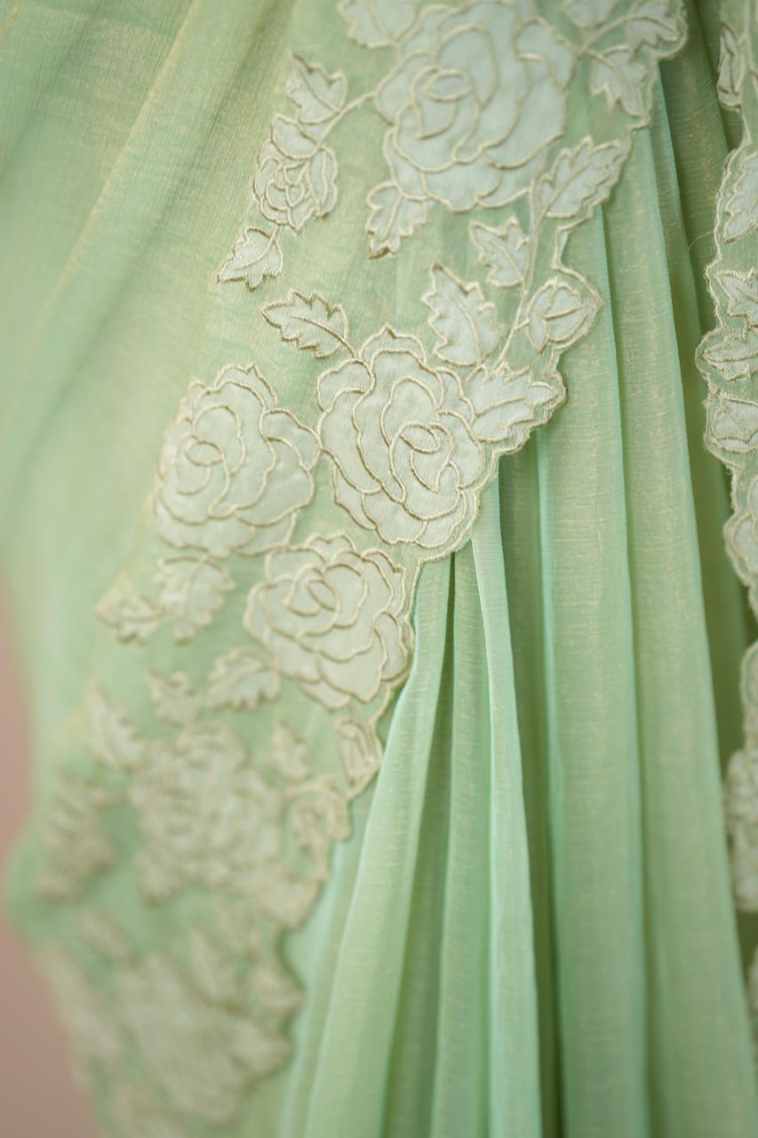 Crushed Chinnon Saree TSA0564