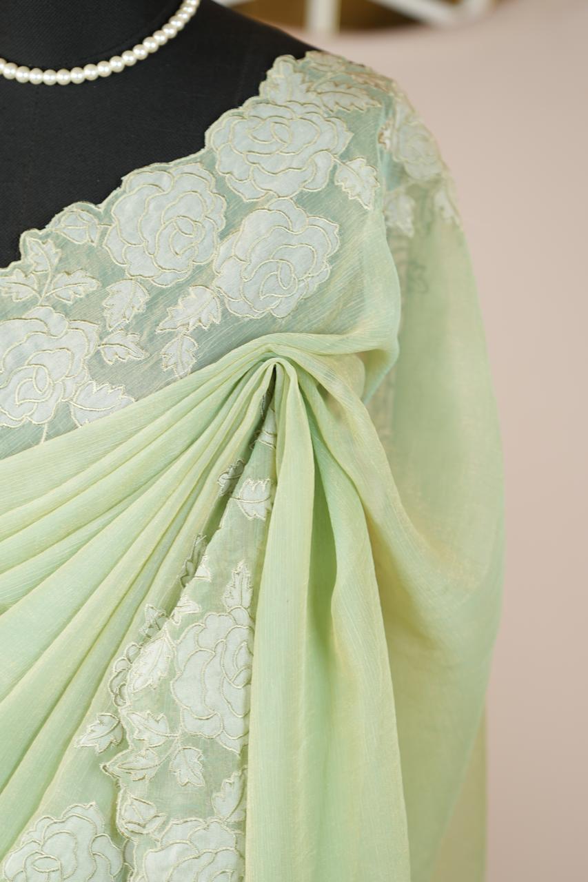 Crushed Chinnon Saree TSA0564