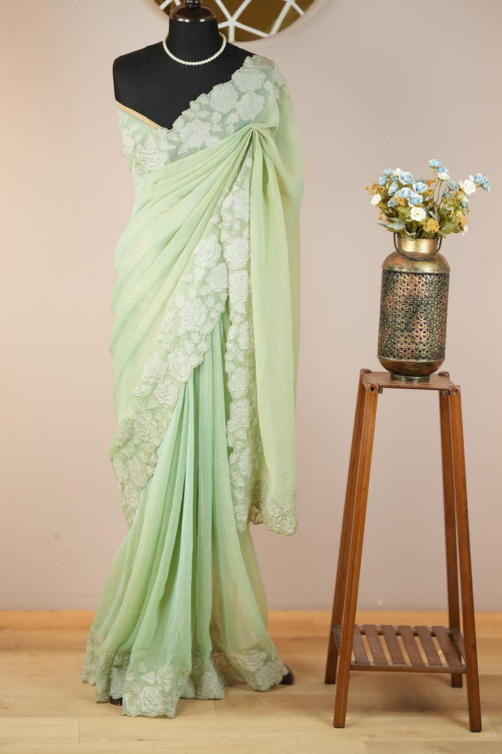 Crushed Chinnon Saree TSA0564