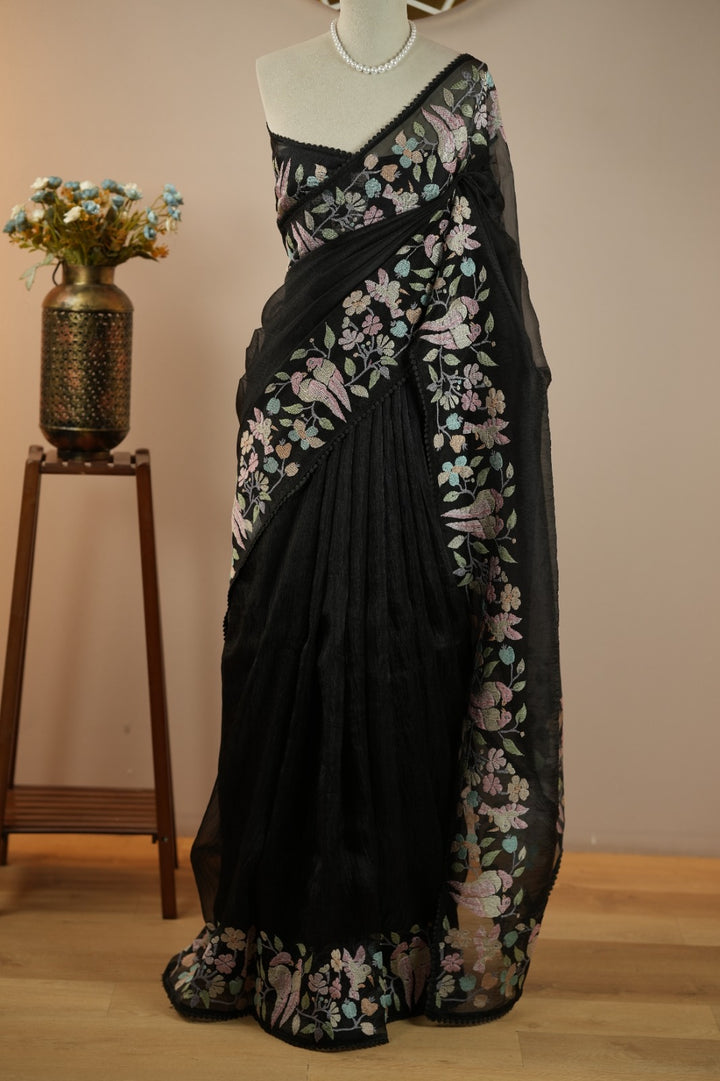 Crushed Organza Saree TSA0581