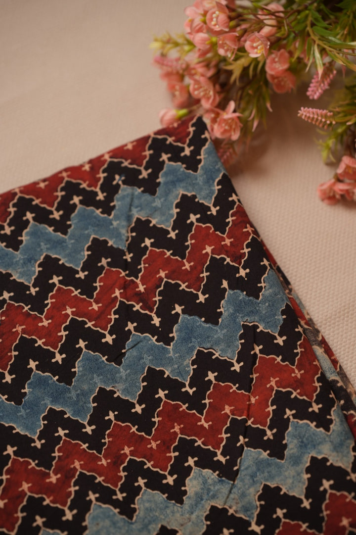 Pure Ajrakh Print Chanderi Material TRF0637 - 2.5 Meter