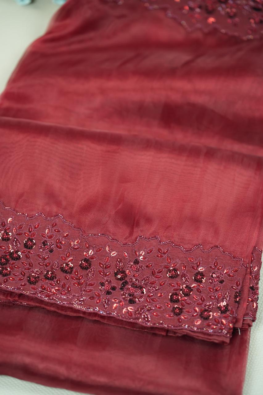 Glass Organza Saree TSA5126