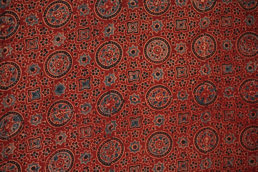 Pure Ajrakh Print Cotton Material TRF5140 - 2 .75 Meter