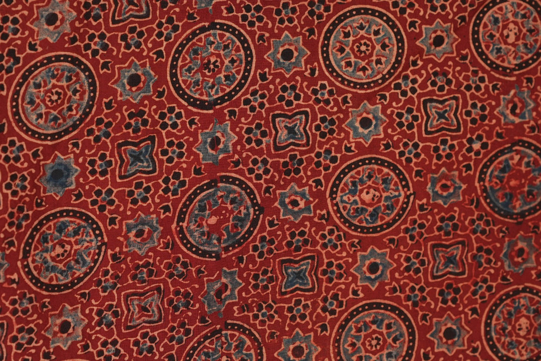 Pure Ajrakh Print Cotton Material TRF5140 - 2 .75 Meter