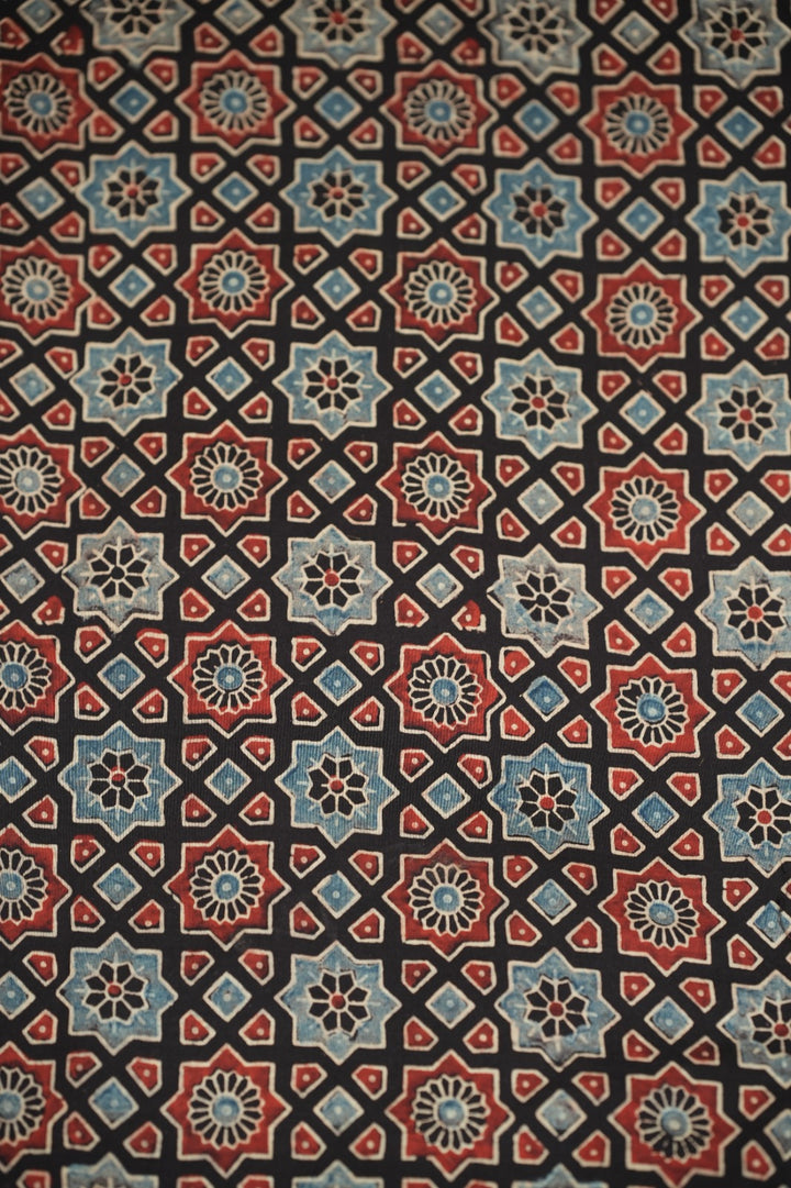 Pure Ajrakh Print Cotton Material TRF5140 - 2 .75 Meter