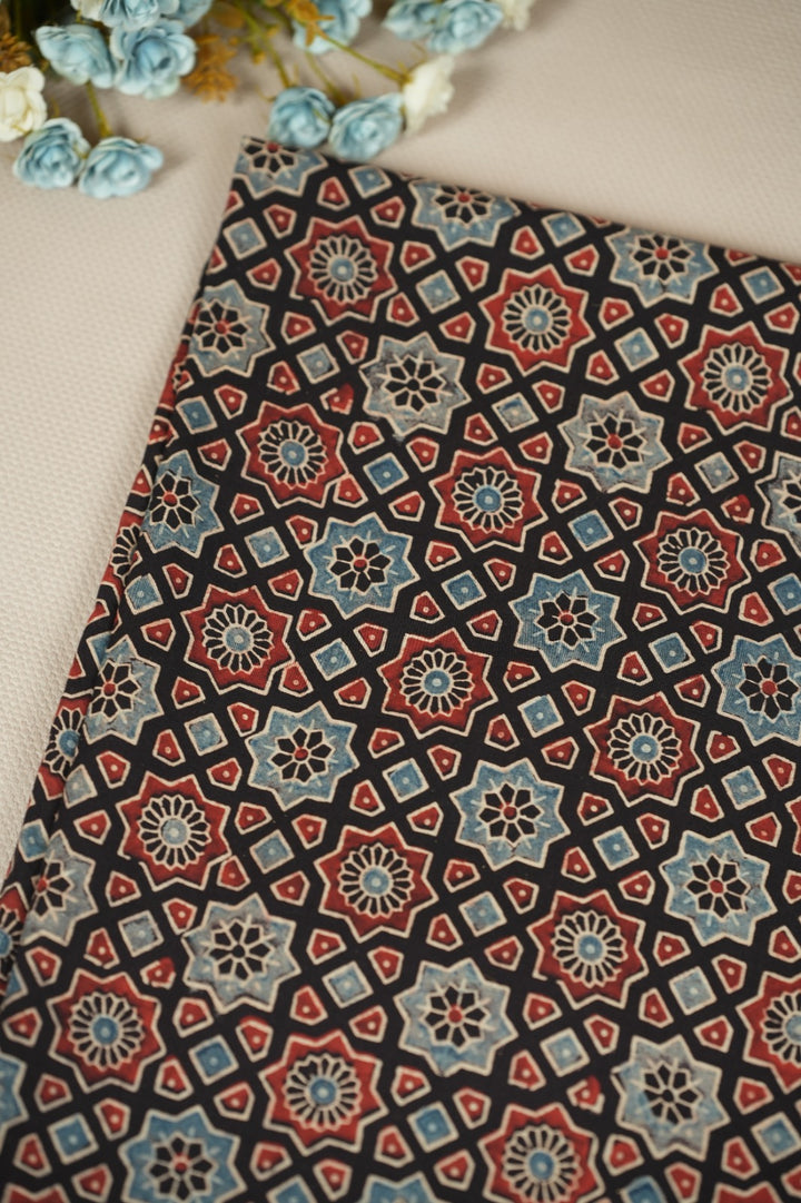 Pure Ajrakh Print Cotton Material TRF5140 - 2 .75 Meter