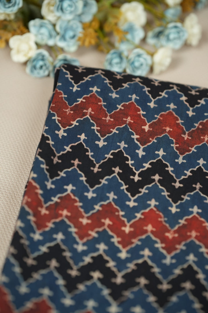 Pure Ajrakh Print Cotton Material TRF5140 - 3 Meter