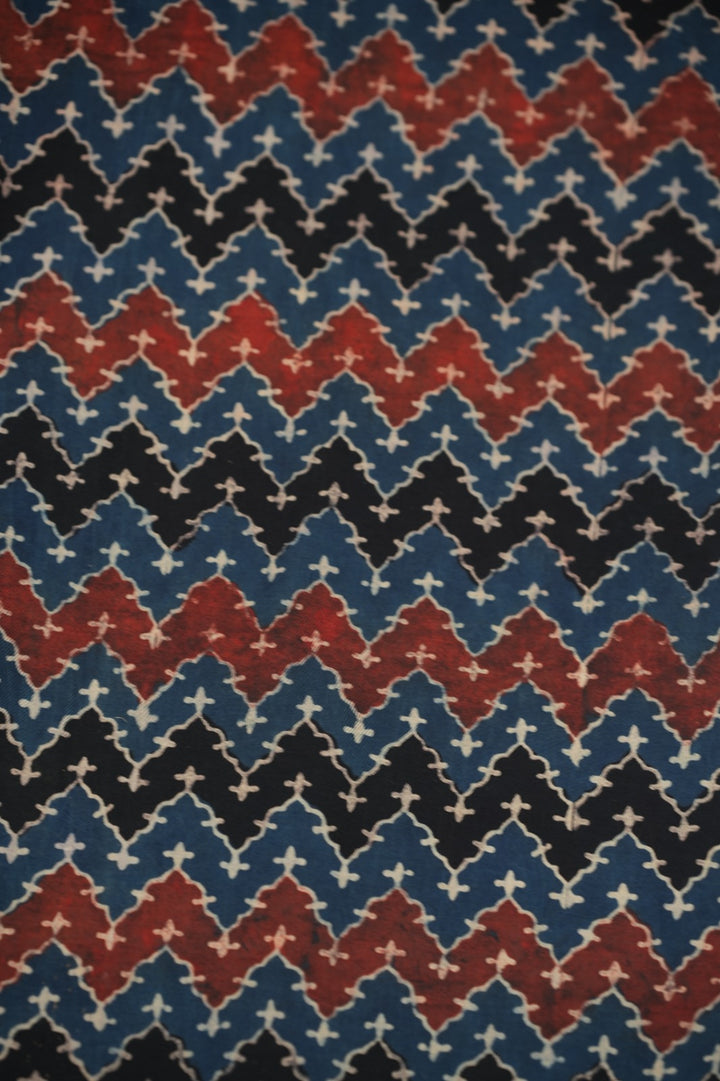 Pure Ajrakh Print Cotton Material TRF5140 - 3 Meter