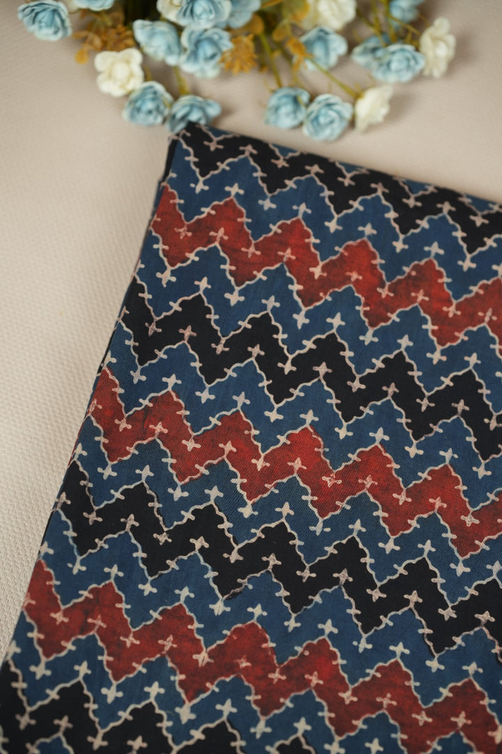 Pure Ajrakh Print Cotton Material TRF5140 - 2.25 Meter