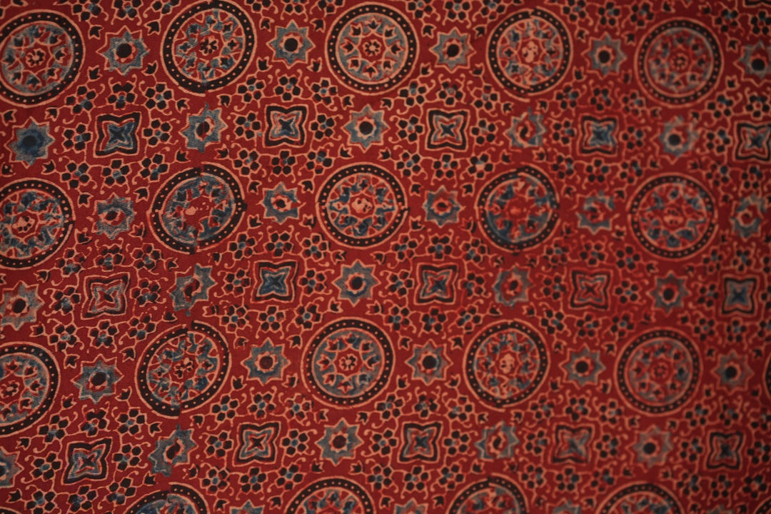 Pure Ajrakh Print Cotton Material TRF5140 - 2 .75 Meter