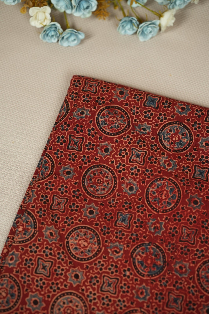 Pure Ajrakh Print Cotton Material TRF5140 - 2 .75 Meter