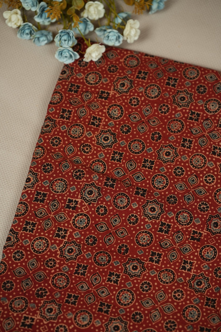 Pure Ajrakh Print Cotton Material TRF5140 - 2  Meter