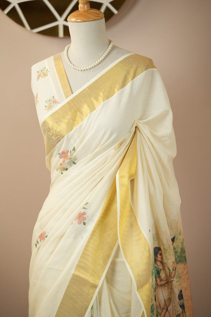 Onam Digital Print Saree TPS004