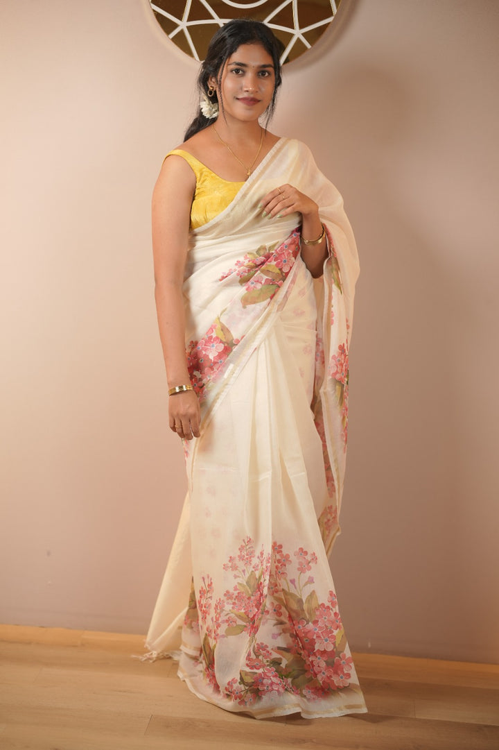 Chanderi Digital Print Saree TSA5546
