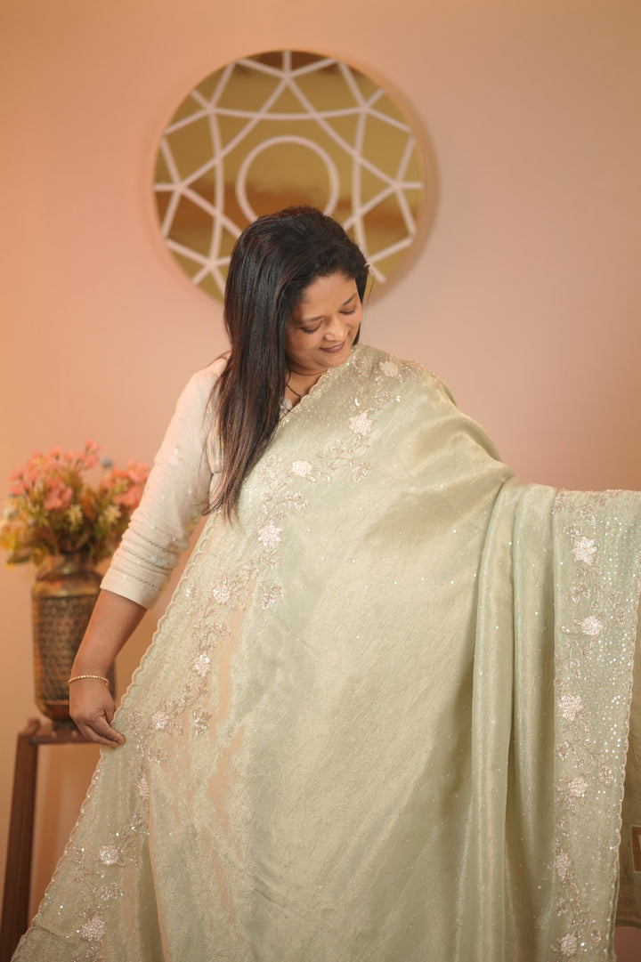 wrinkled Tissue Saree TSA5625