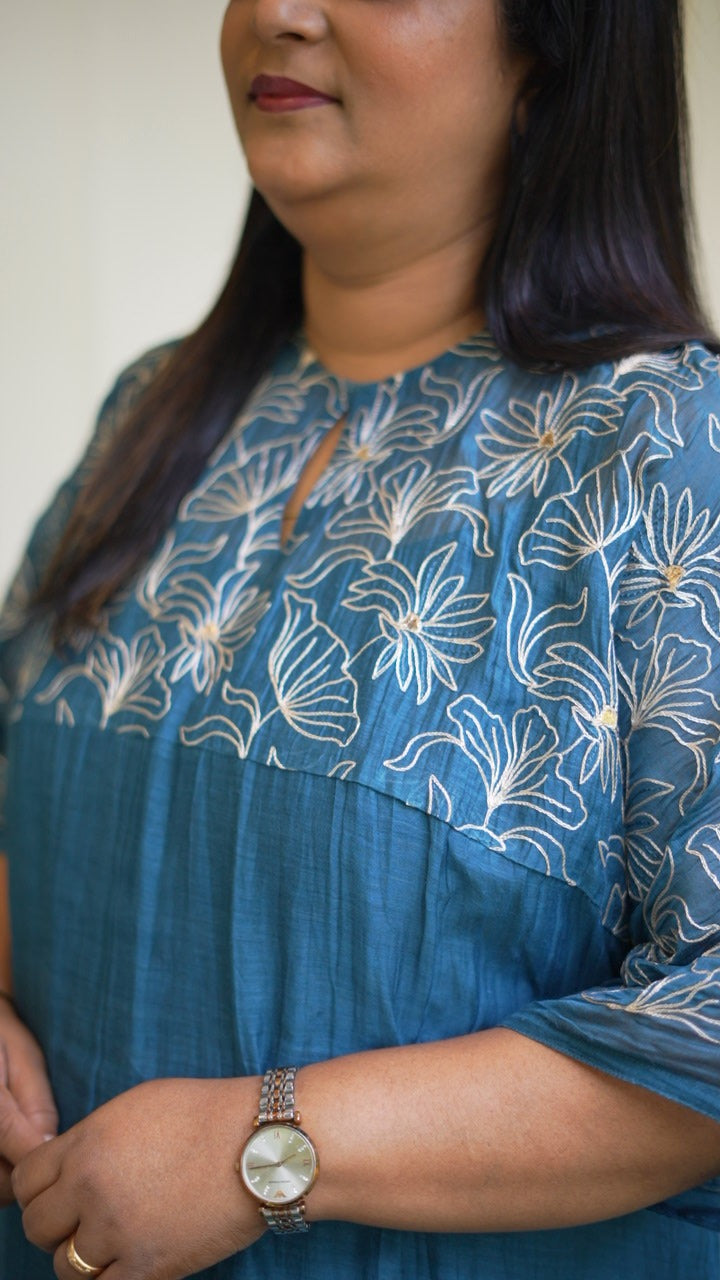 Teal Blue Loose dress TKTA1022