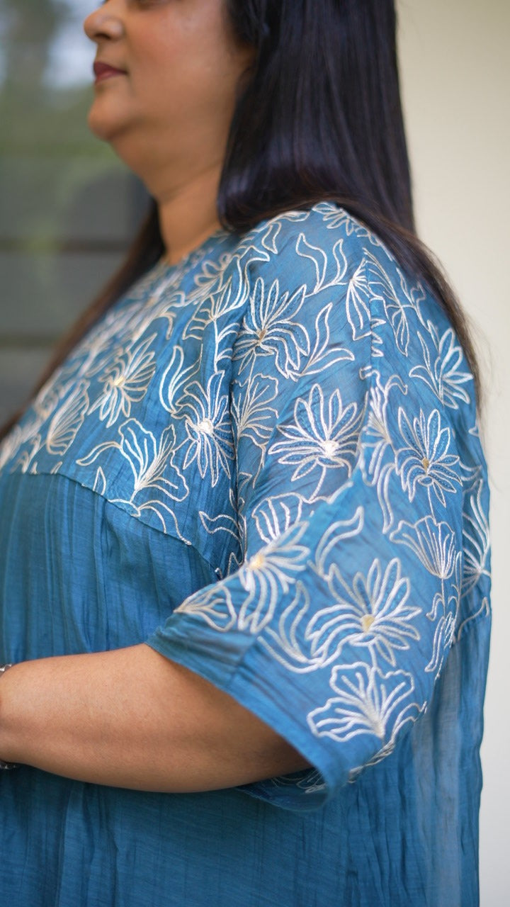 Teal Blue Loose dress TKTA1022