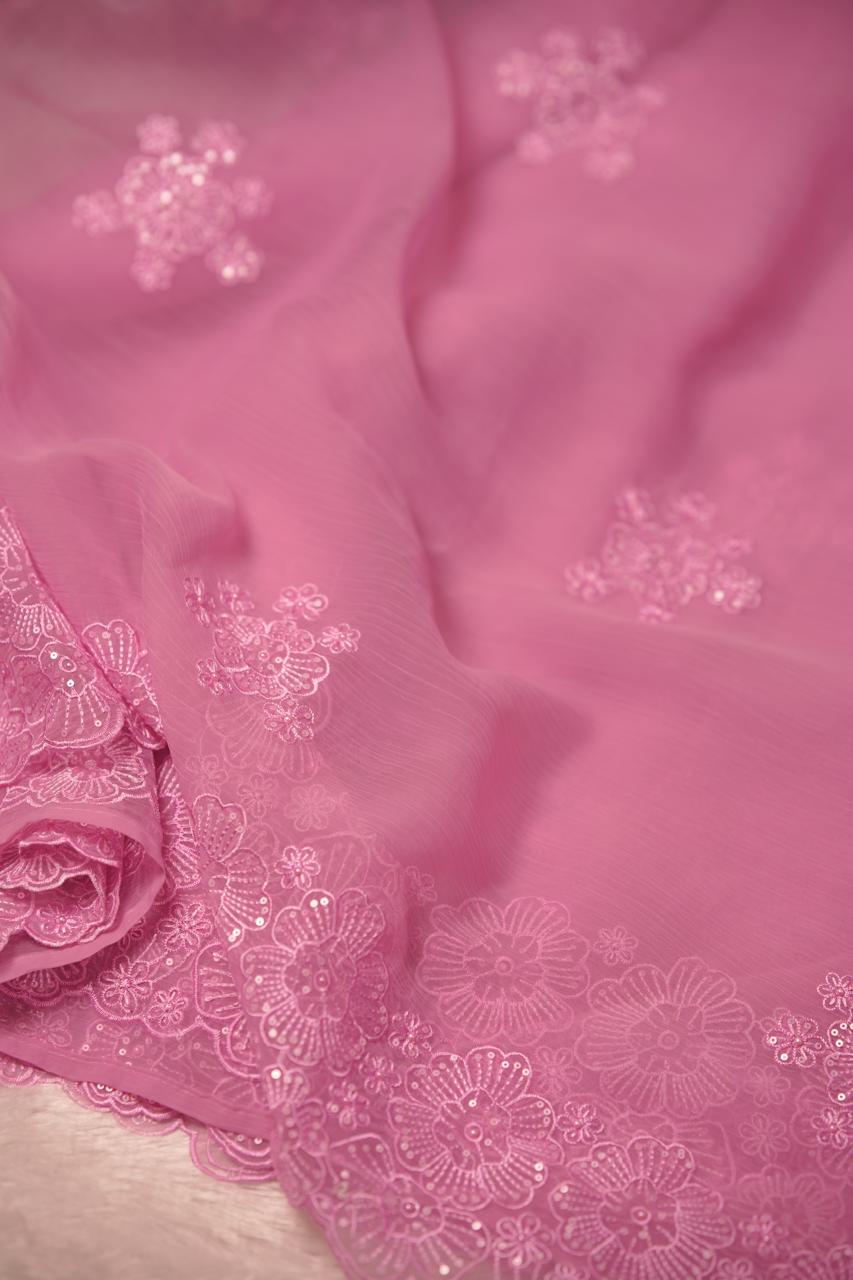 Crushed Chinnon Saree TSA5680