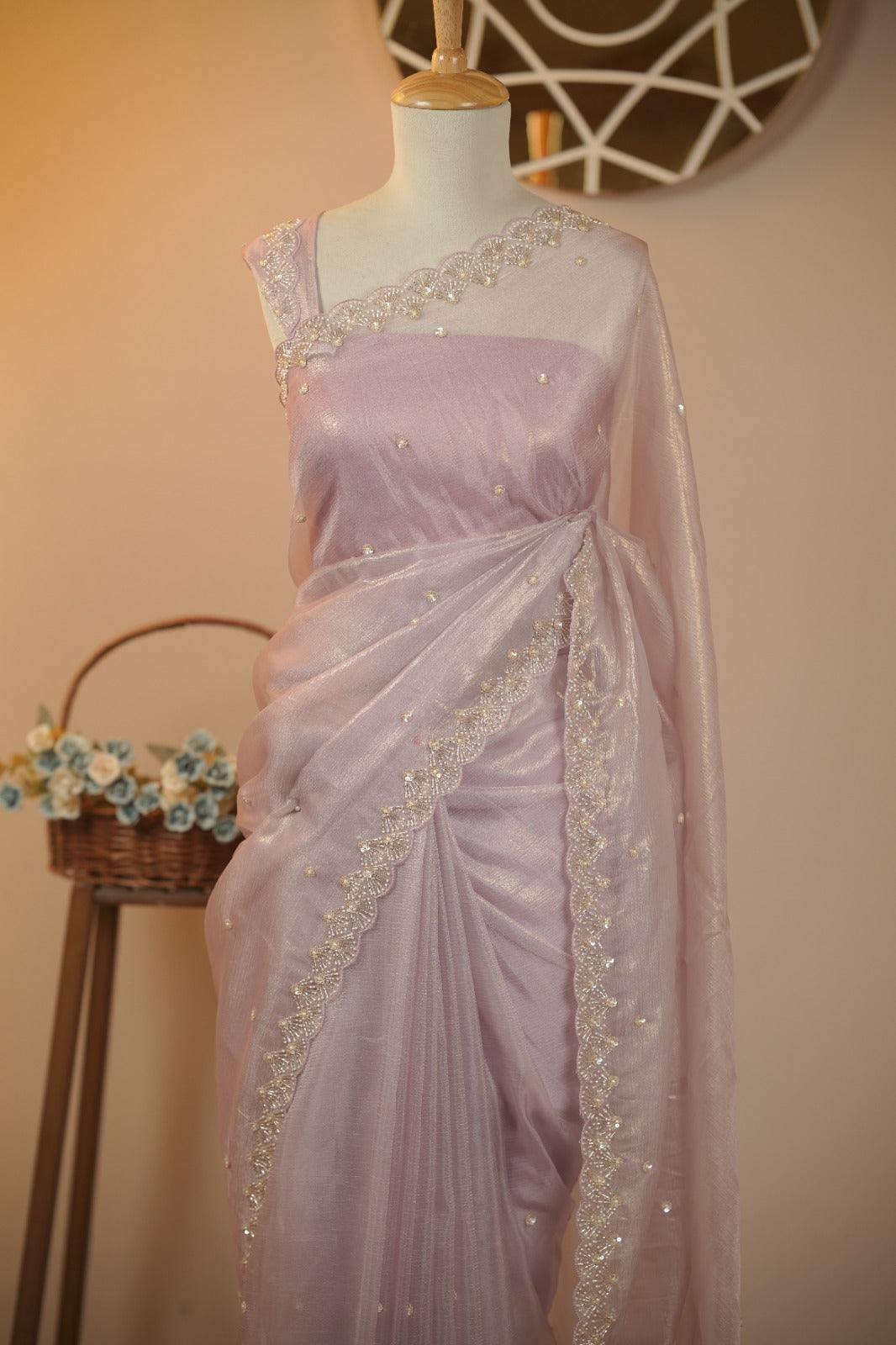 Crushed Shimmer Organza Saree TSA5694