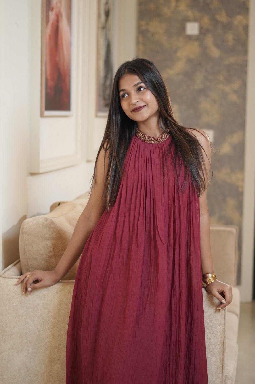 Maroon Maxi Dress TKTS105