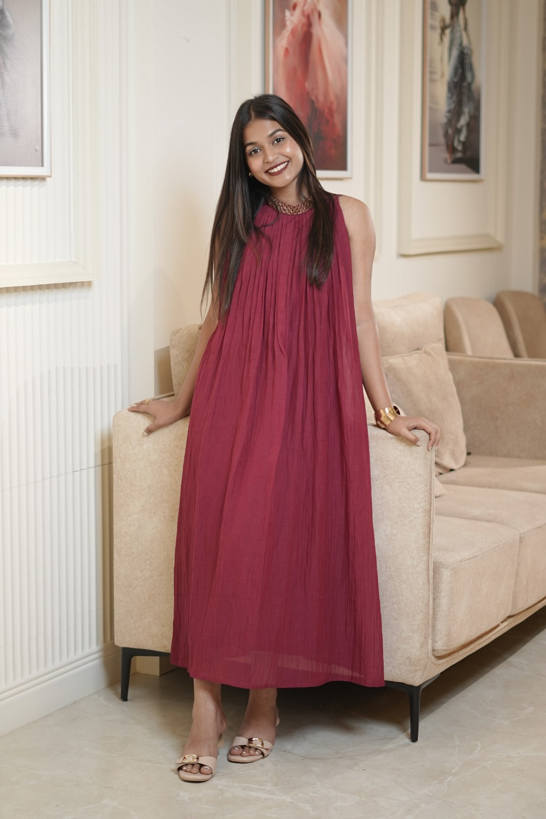 Maroon Maxi Dress TKTS105