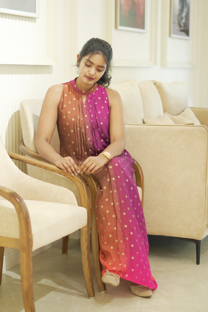 Multi shade chinnon dress TKTS1060