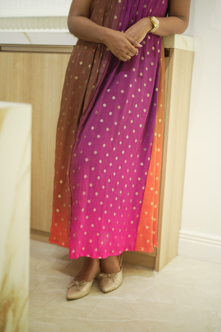 Multi shade chinnon dress TKTS1060