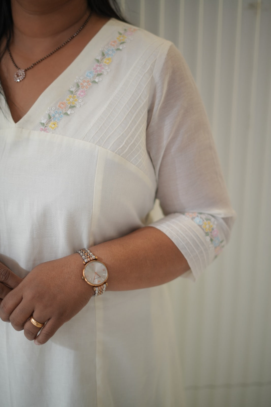 White chanderi dress TKTF1027