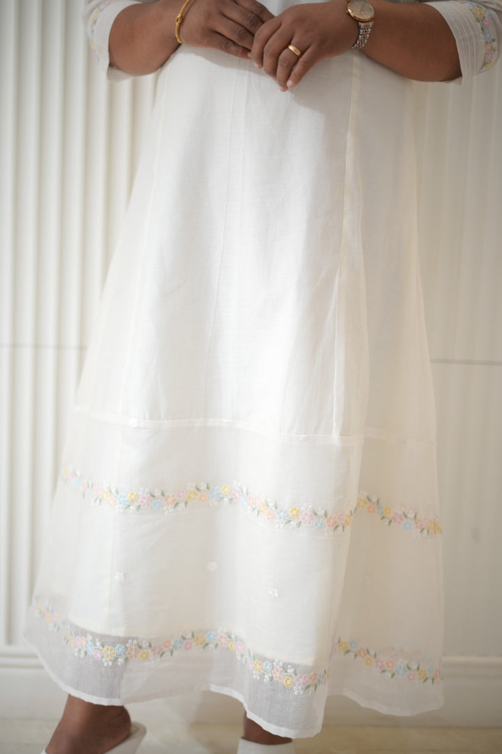 White chanderi dress TKTF1027