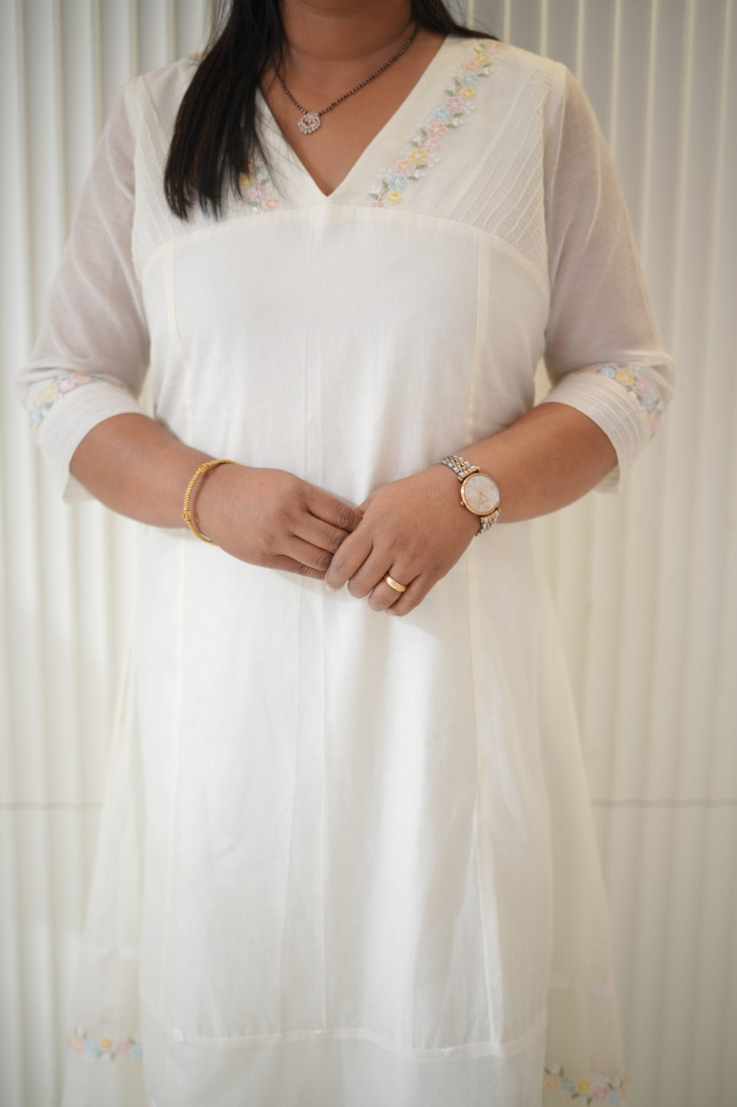White chanderi dress TKTF1027