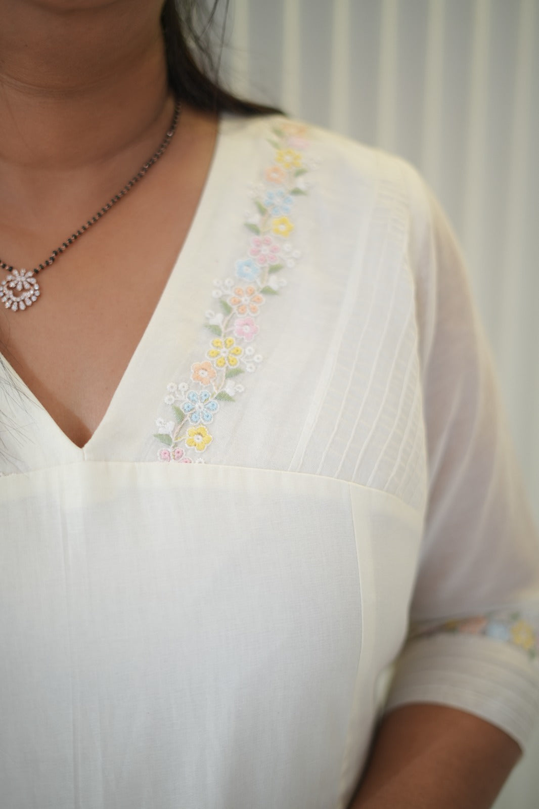 White chanderi dress TKTF1027