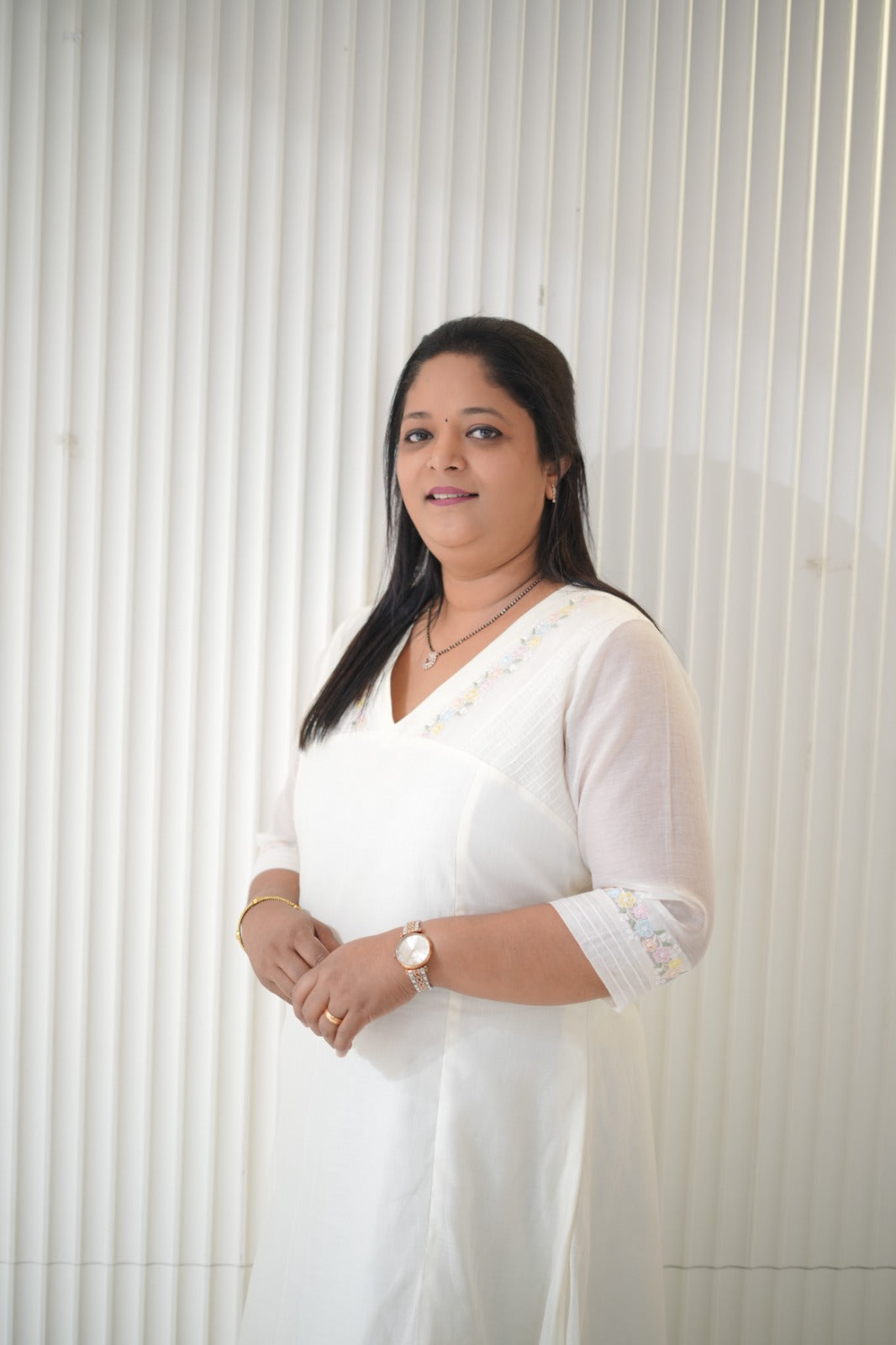 White chanderi dress TKTF1027